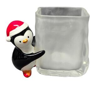 Teleflora Penguin Ice Block Cube Planter Vase Candle Holder / Desk Storage Decor